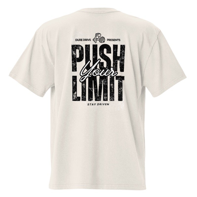 Push Your Limit Oversized Faded Bone T-shirt - Image 5